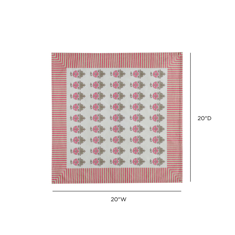 Crissy Cotton Canvas Printed Napkins - Set of 4 - Pink Vintage Floral
