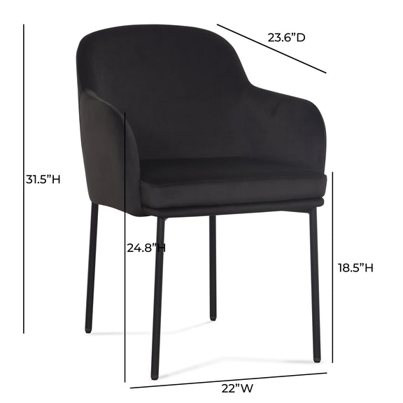Sydney Performance Velvet Armchair - Set of 2 - Black