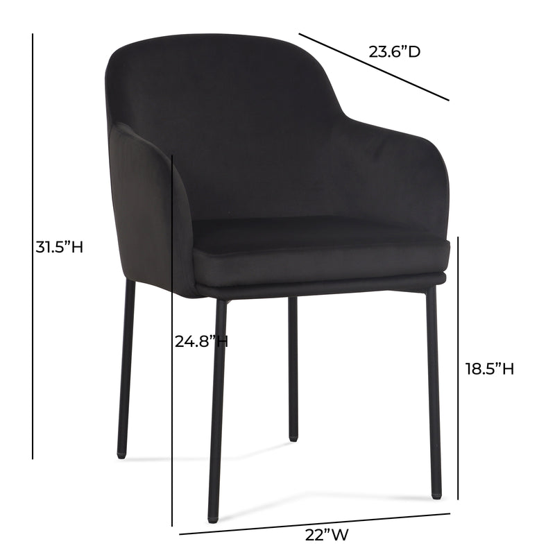 Sydney Performance Velvet Armchair - Set of 2 - Black