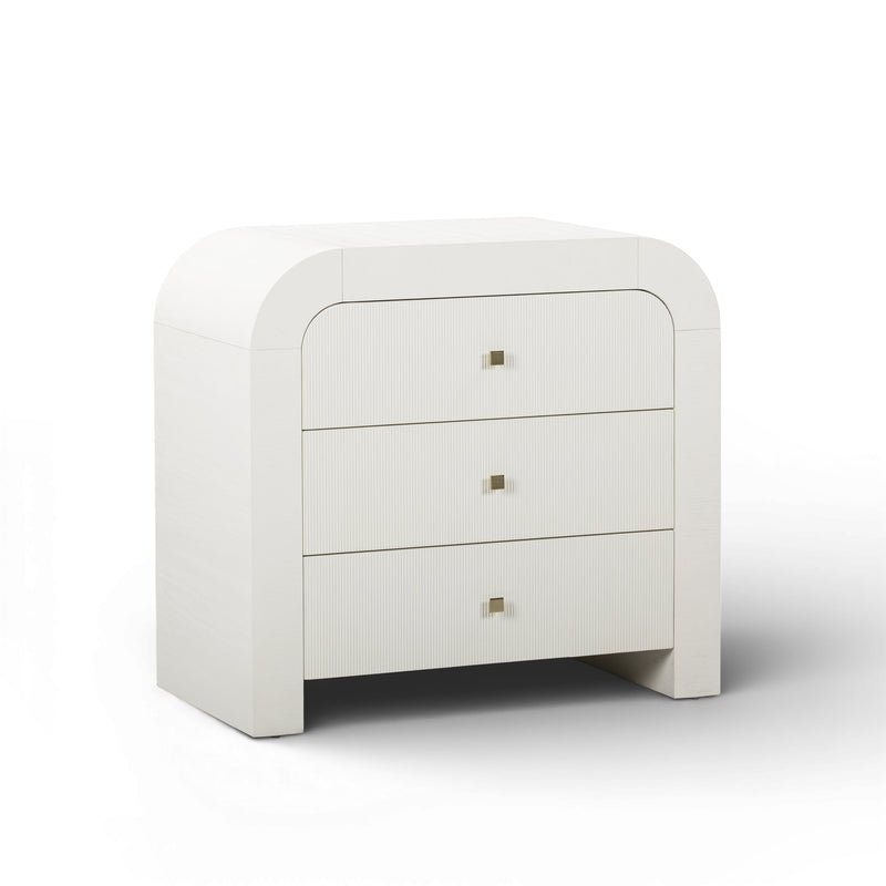 Hump 38" Arched 3-Drawer Bedside Chest - White