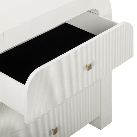 Hump 38" Arched 3-Drawer Bedside Chest - White