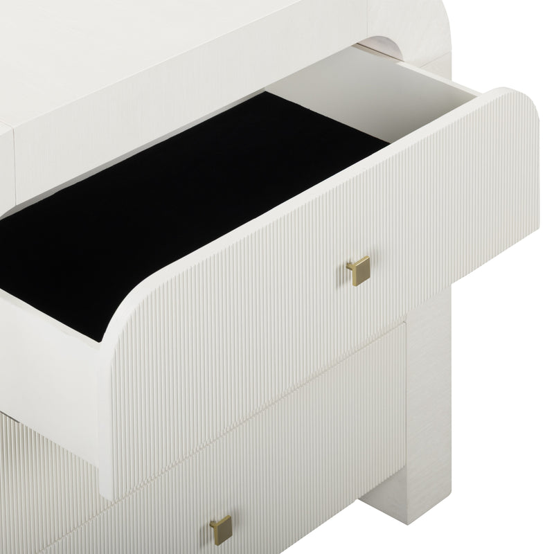 Hump 38" Arched 3-Drawer Bedside Chest - White