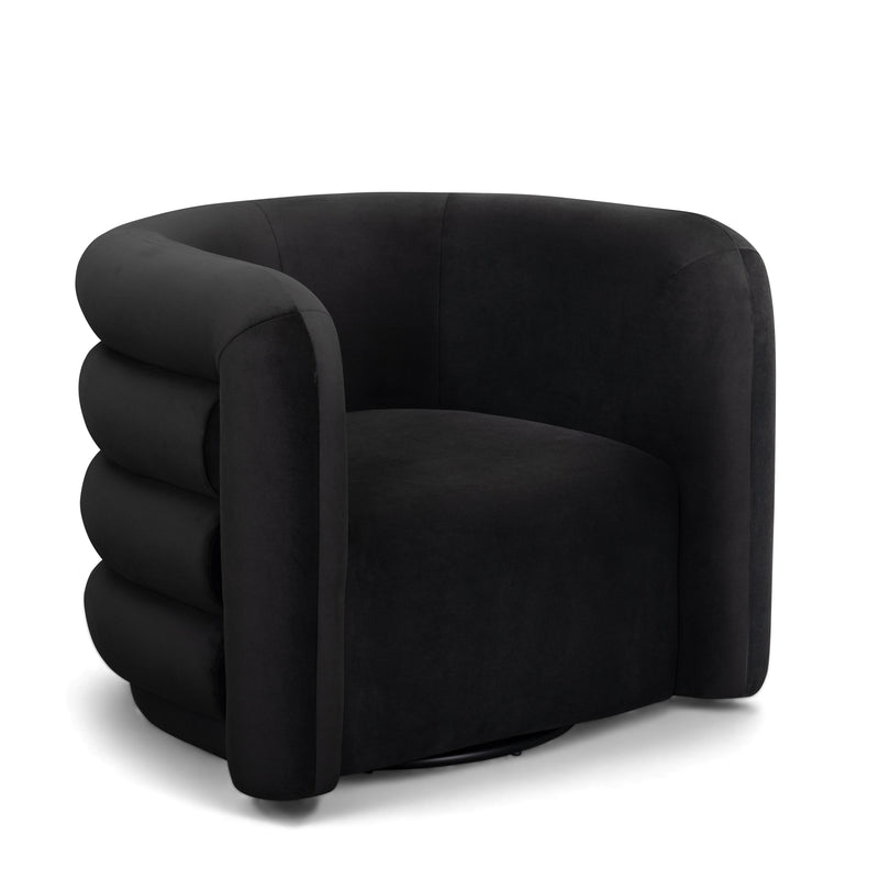 Curves Performance Velvet Swivel Accent Chair - Black