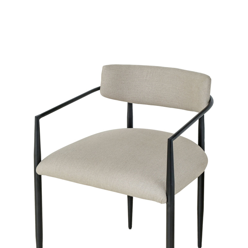 Forte Cream Linen Forged Iron Dining Chair