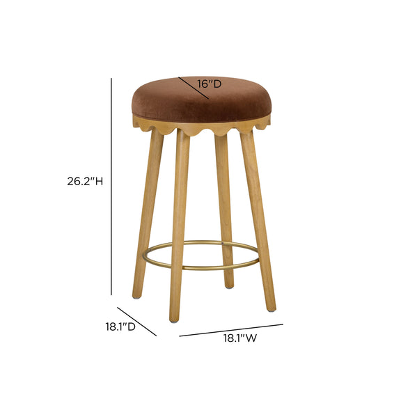 Oodle Performance Vegan Mohair Bar and Counter Stool - Bronze / Natural Ash / Counter Height