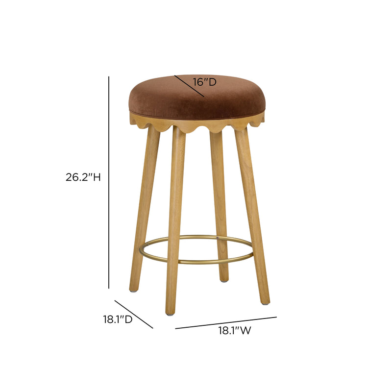Oodle Performance Vegan Mohair Bar and Counter Stool - Bronze / Natural Ash / Counter Height