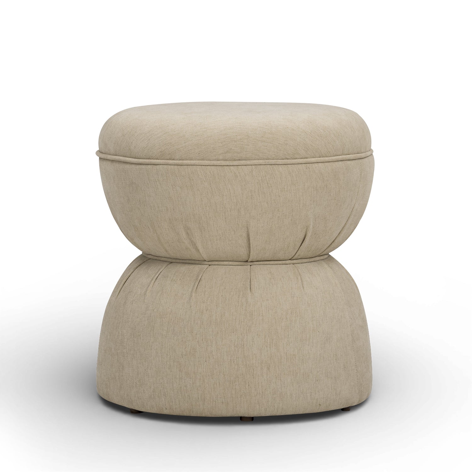 Tomlin Ruched Performance Fabric Game Ottoman - Tan