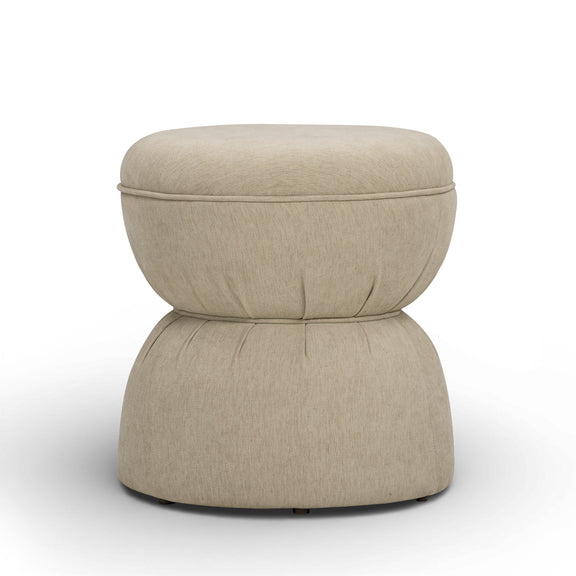 Tomlin Ruched Performance Fabric Game Ottoman - Tan