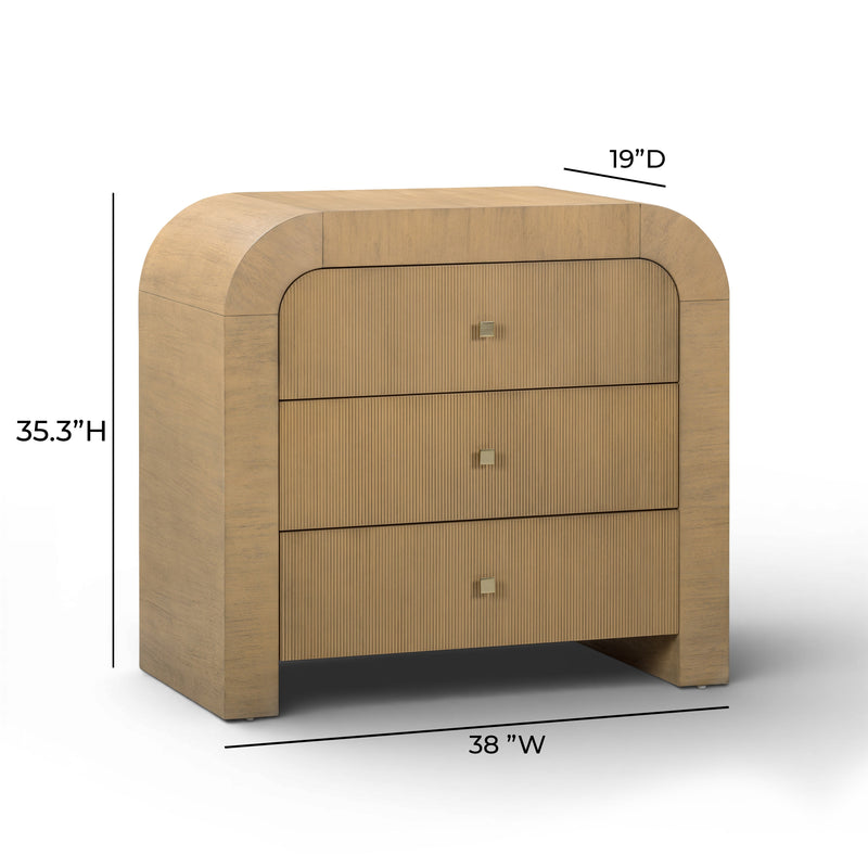 Hump 38" Arched 3-Drawer Bedside Chest - Natural
