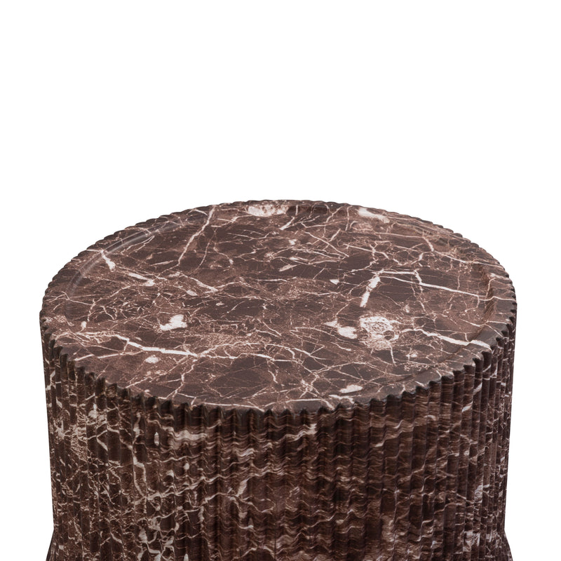 Cilla Red Faux Levanto Marble Indoor/Outdoor Concrete Side Table