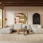 Arezza Stone White Contract-Grade Basketweave Chenille Modular U-Chaise Sectional