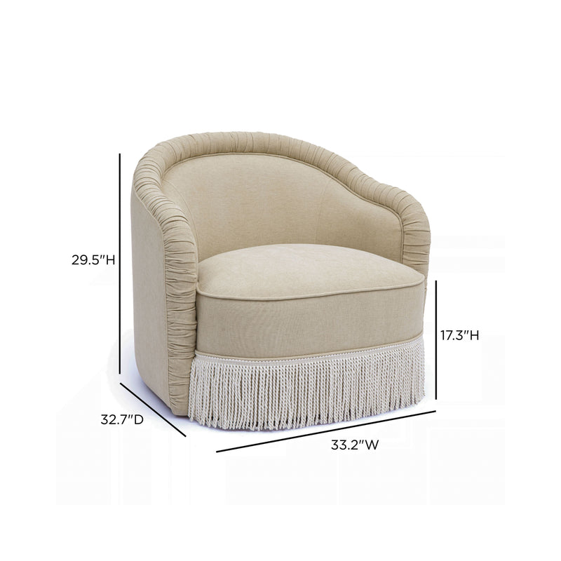 Pamela Tasseled Lounge Accent Chair - Tan