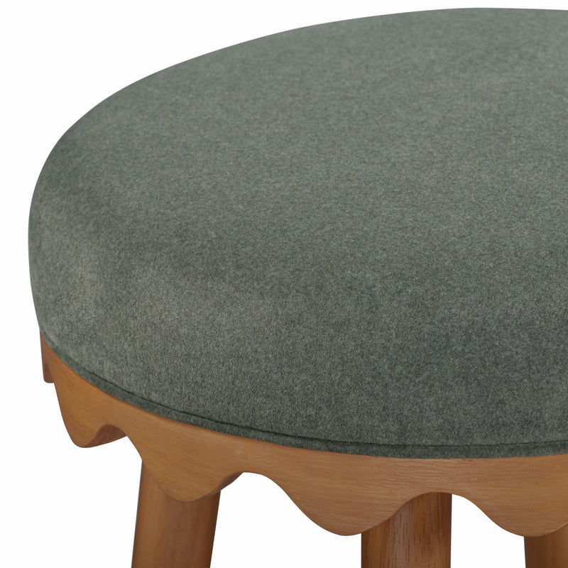 Oodle Performance Vegan Mohair Bar and Counter Stool - Green / Light Walnut / Counter Height