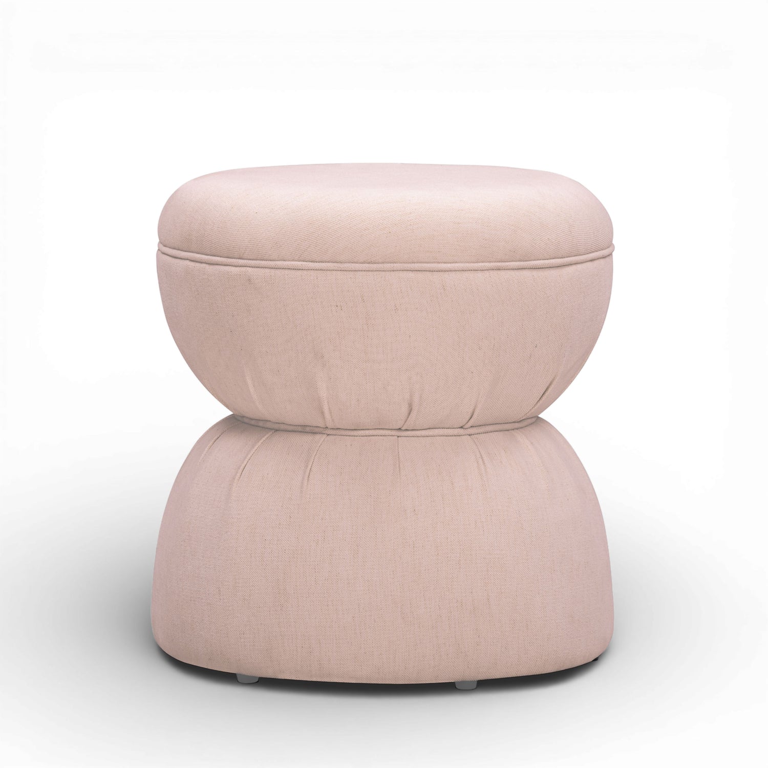 Tomlin Ruched Performance Fabric Game Ottoman - Light Pink