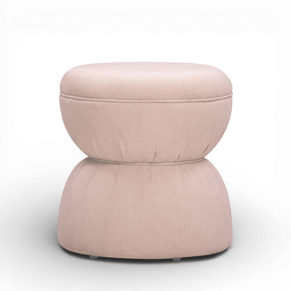 Tomlin Ruched Performance Fabric Game Ottoman - Light Pink