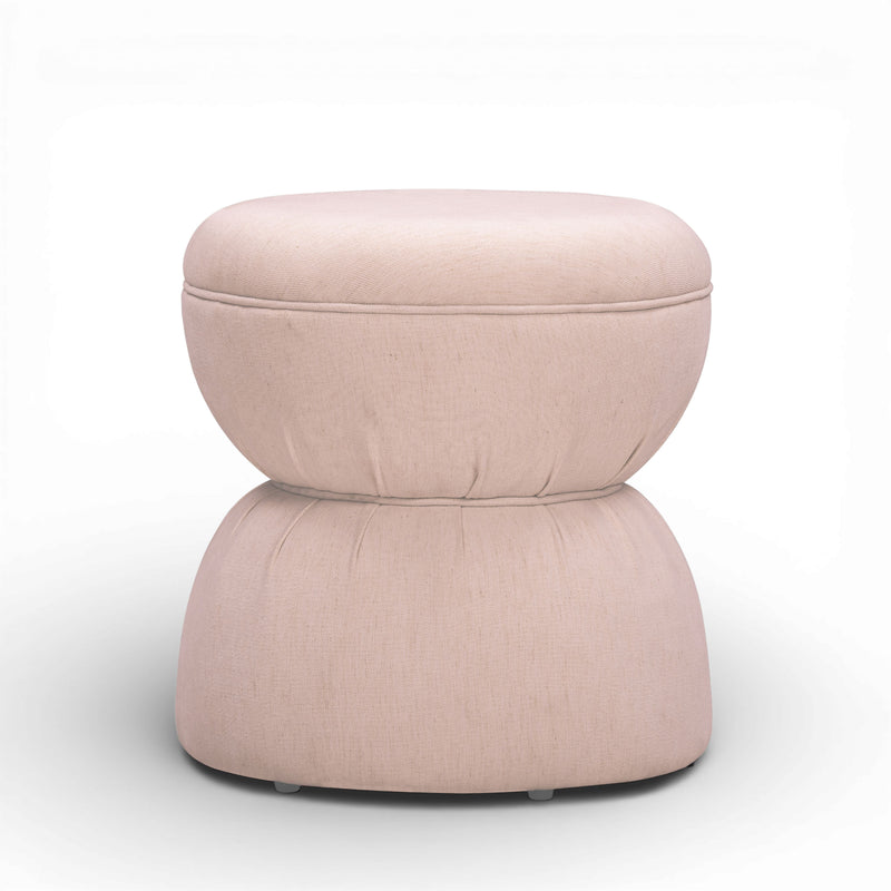 Tomlin Ruched Performance Fabric Game Ottoman - Light Pink