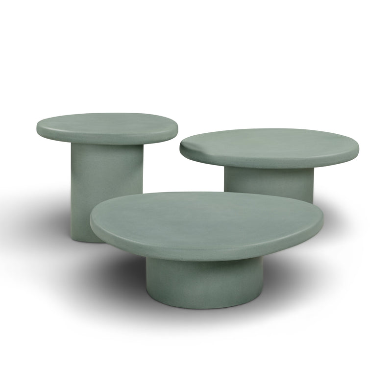 Jade Concrete Indoor/Outdoor Nesting Coffee Table Set - Green