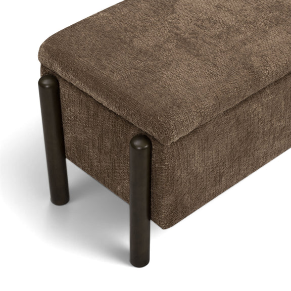 Abby 52" Nubby Fabric Storage Bench - Brown