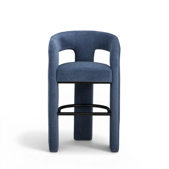 Malone Performance Chenille Stool - Blue Denim / Bar Height