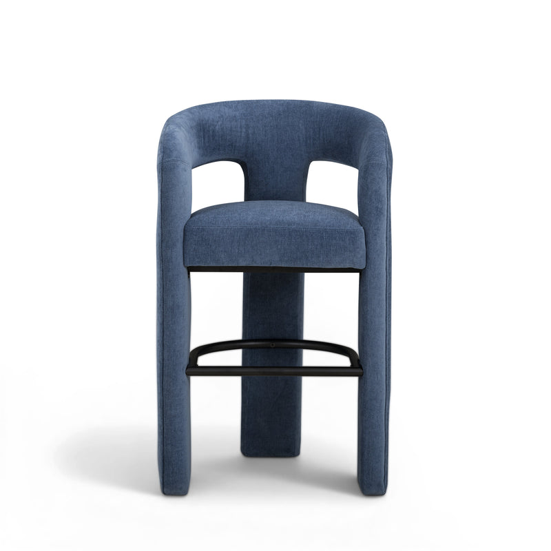 Malone Performance Chenille Stool - Blue Denim / Bar Height