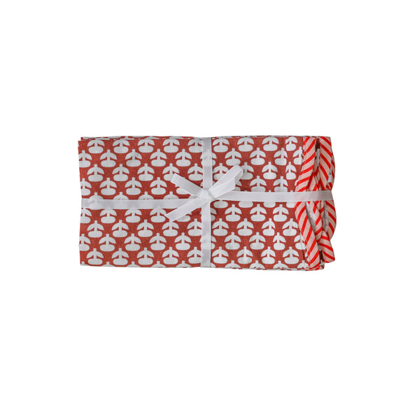 Crissy Cotton Canvas Printed Napkins - Set of 4 - Rust Vintage Floral