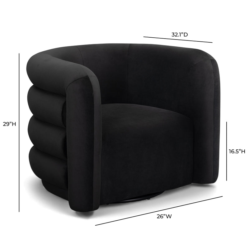 Curves Performance Velvet Swivel Accent Chair - Black