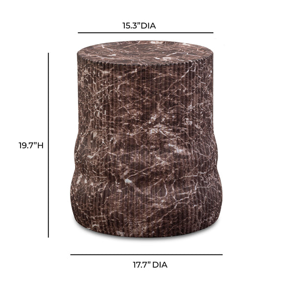 Cilla Red Faux Levanto Marble Indoor/Outdoor Concrete Side Table