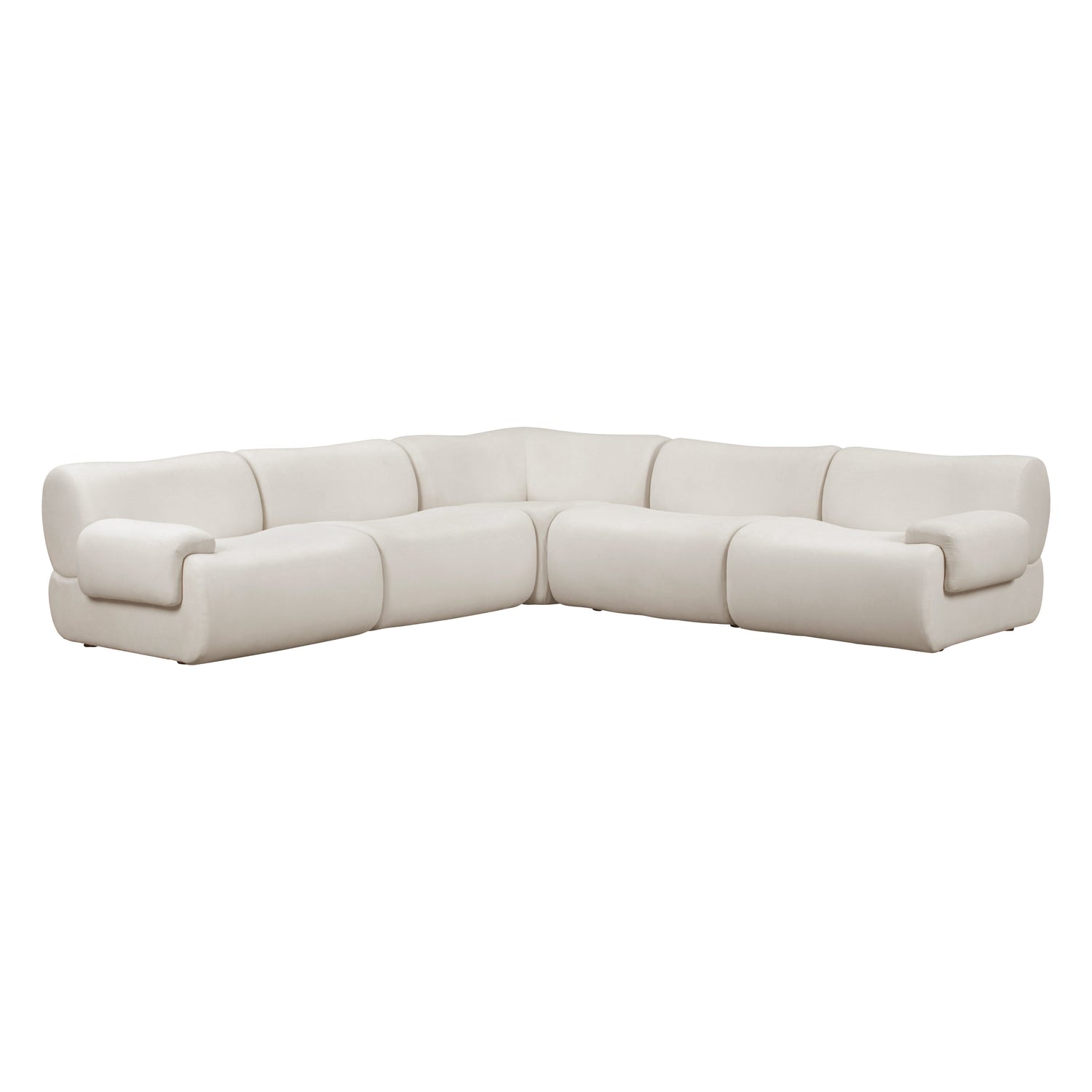 Zenith 5-Piece Contract-Grade Upcycled Fabric Modular L-Sectional - Cream