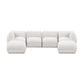 Arezza Stone White Contract-Grade Basketweave Chenille Modular U-Chaise Sectional