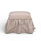 Gertrude Striped Performance Linen Skirted Ottoman - Brown