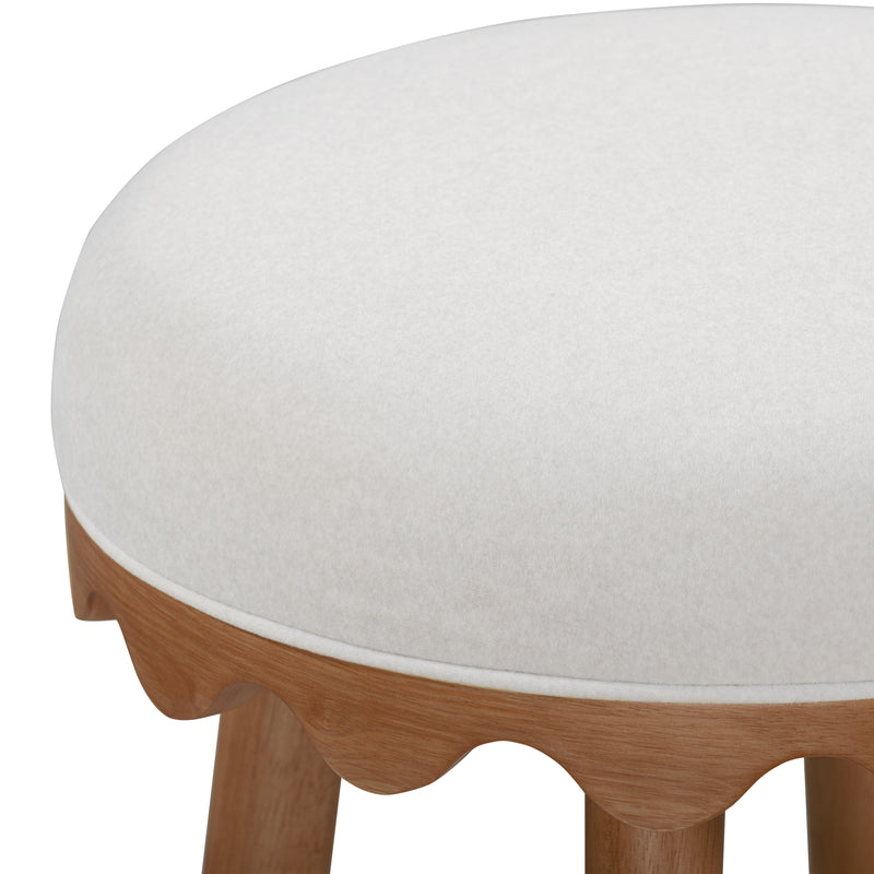 Oodle Performance Vegan Mohair Bar and Counter Stool - Cream / Light Walnut / Counter Height