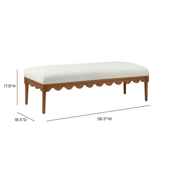 Oodle 56.5" Performance Vegan Mohair Bench - Cream / Walnut