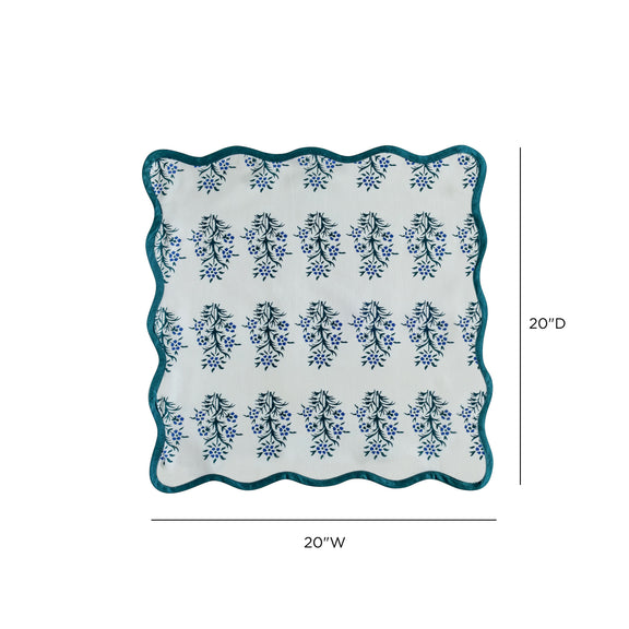 Crissy Cotton Canvas Printed Napkins - Set of 4 - Blue Cornflower