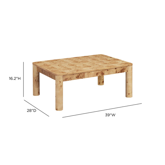 Berri 39" Natural Burl Coffee Table