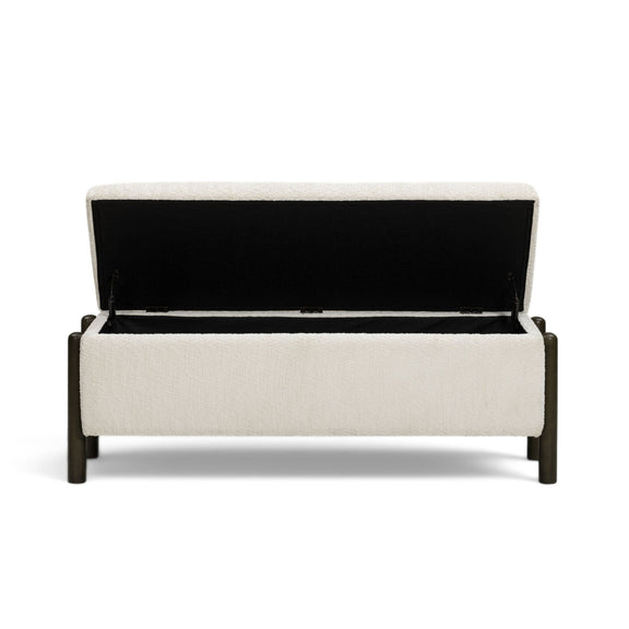 Abby 52" Nubby Fabric Storage Bench - Cream