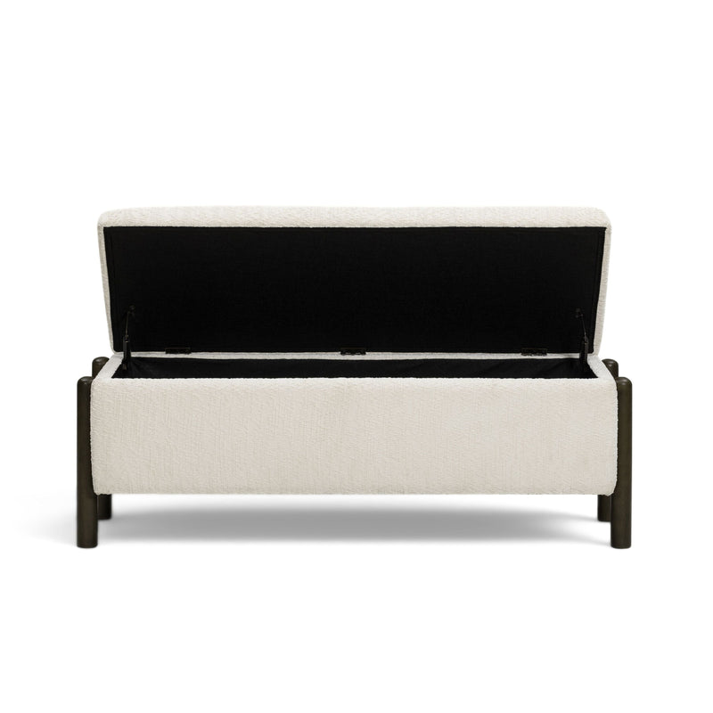 Abby 52" Nubby Fabric Storage Bench - Cream