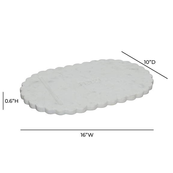 Shabbat Marble Serving Board - White Marble