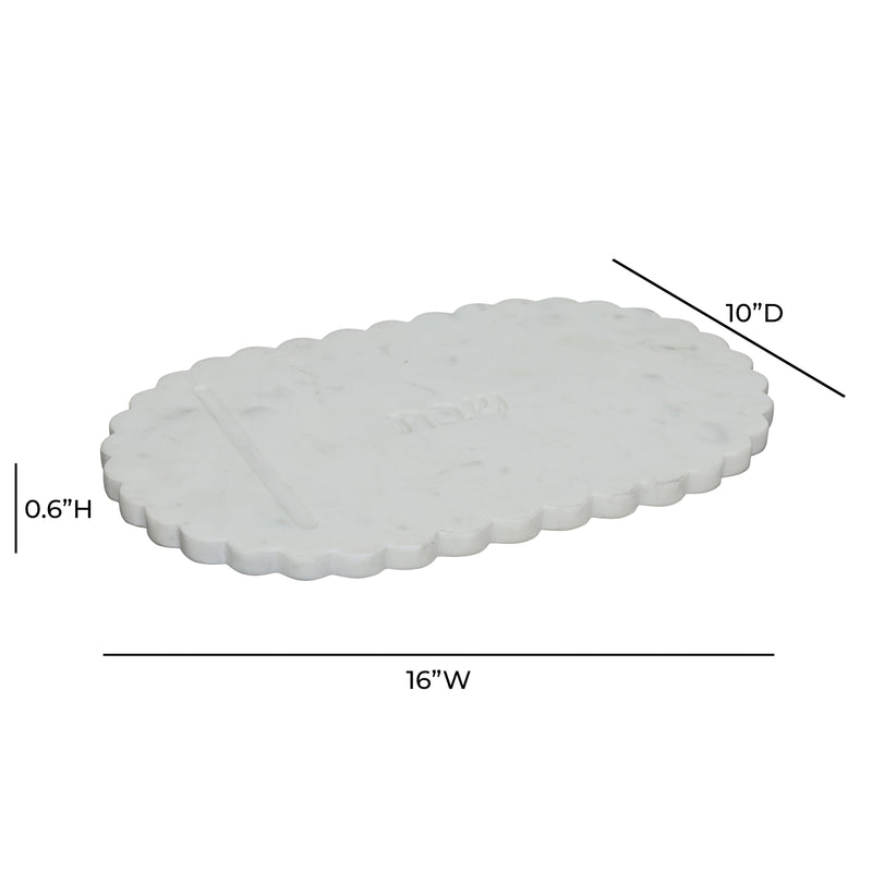 Shabbat Marble Serving Board - White Marble