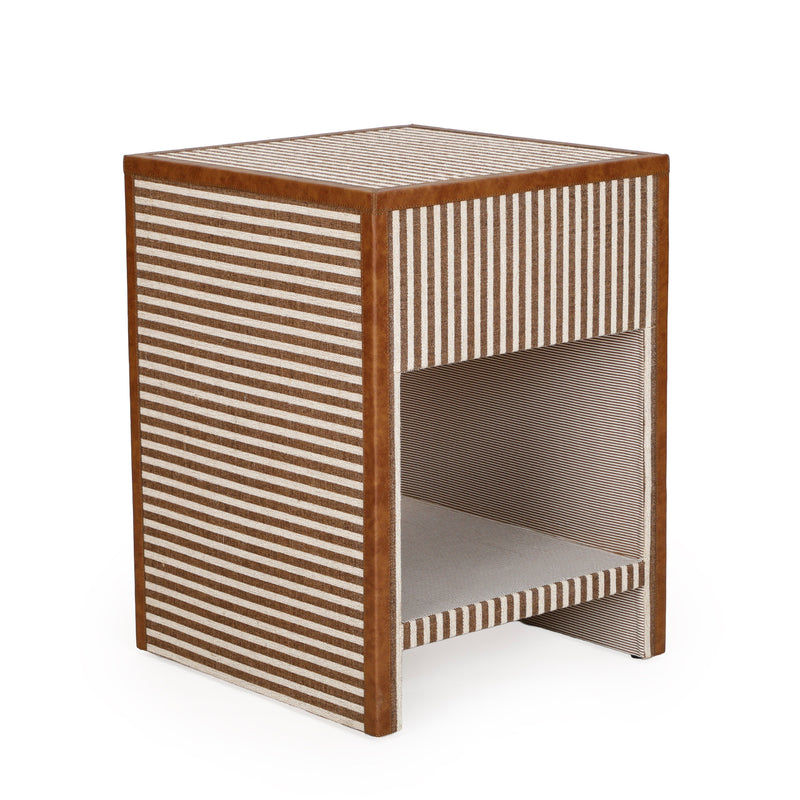 Kora 18" Cotton Jute 1-Drawer Contract-Grade Nightstand - Brown