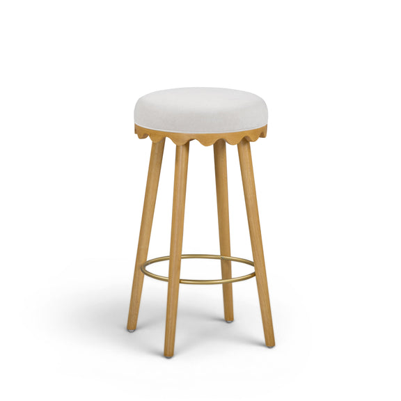 Oodle Performance Vegan Mohair Bar and Counter Stool - Cream / Natural Ash / Bar Height