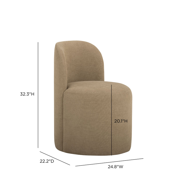 Persa Round Back Performance Chenille Dining Chair - Light Brown