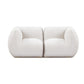 Arezza 80" Stone White Contract-Grade Basketweave Chenille Modular Loveseat