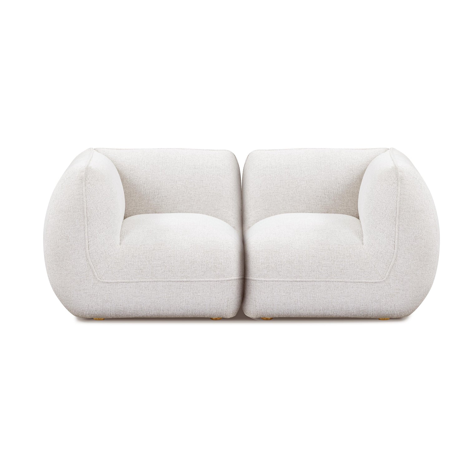 Arezza 80" Stone White Contract-Grade Basketweave Chenille Modular Loveseat