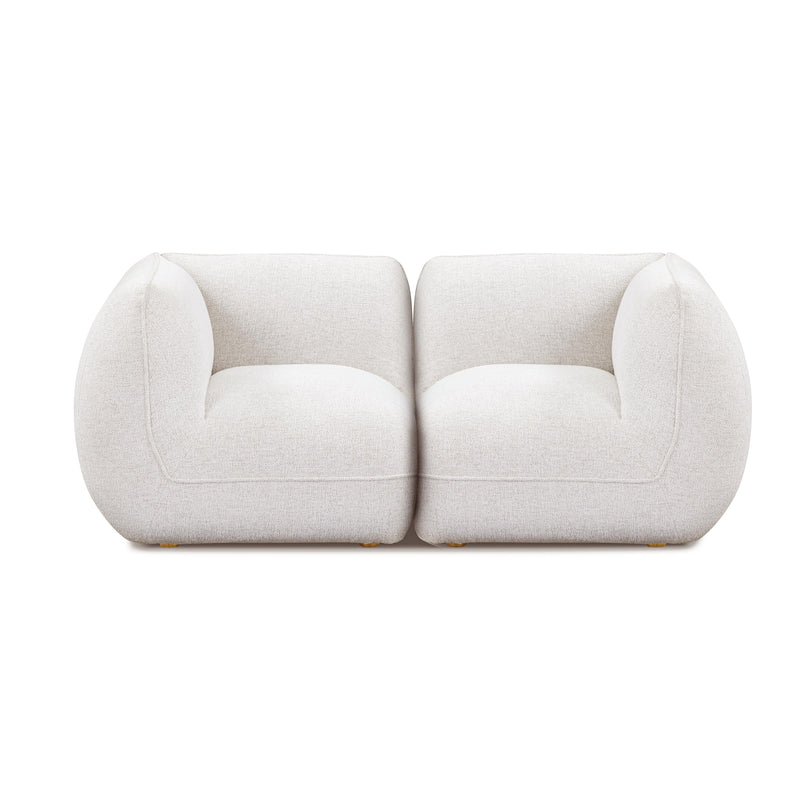 Arezza 80" Stone White Contract-Grade Basketweave Chenille Modular Loveseat