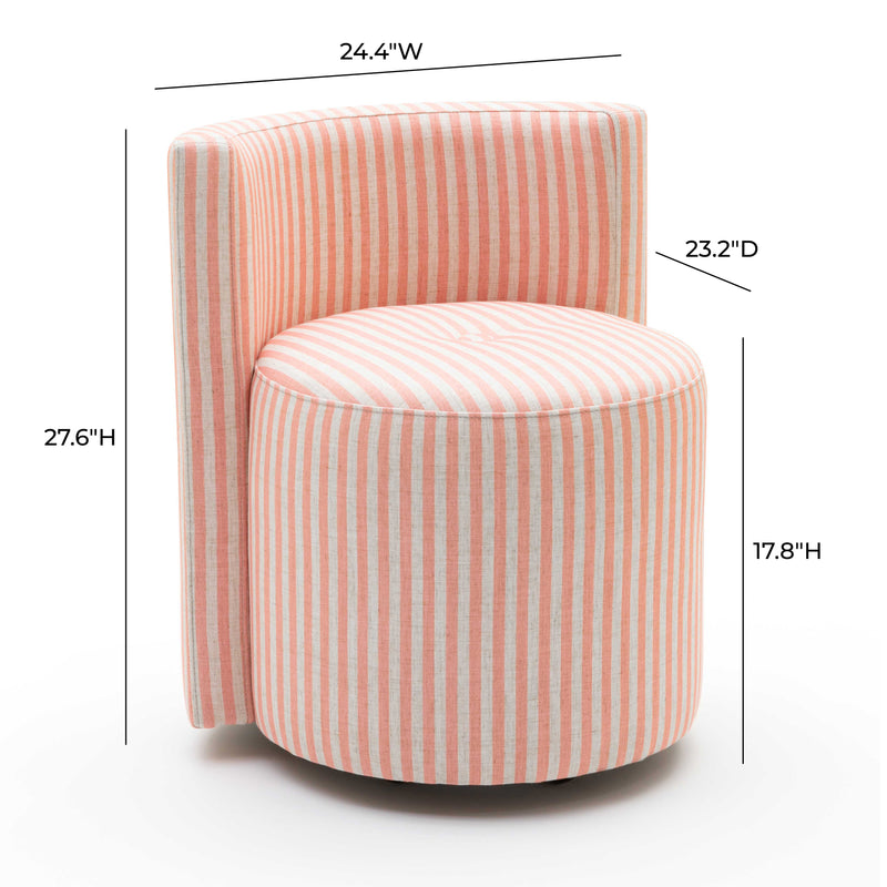 Alyssa Rolling Desk Chair - Pink Stripes
