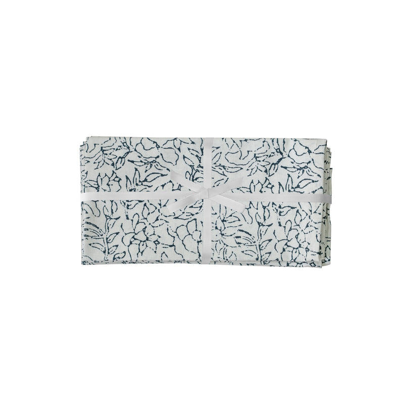 Crissy Cotton Canvas Printed Napkins - Set of 4 - Black and White