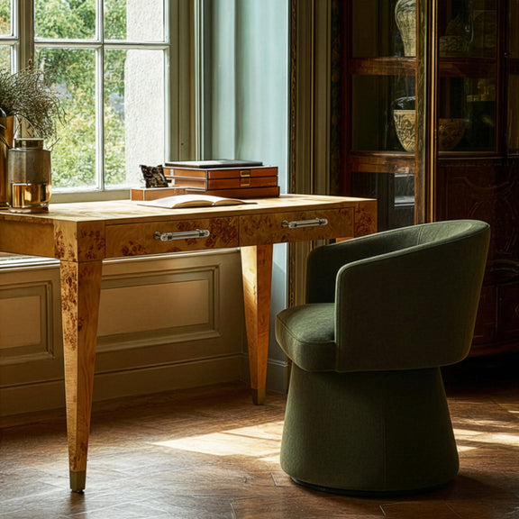 Kristen Rolling Desk Chair - Olive Green