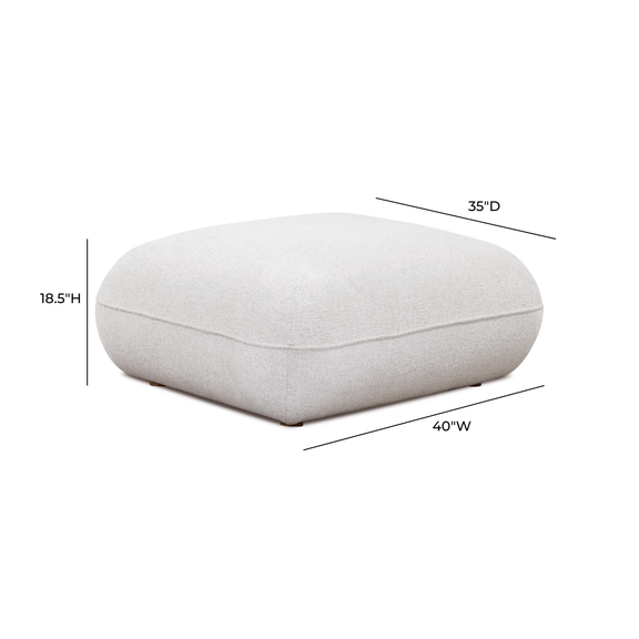 Arezza Stone White Contract-Grade Basketweave Chenille Ottoman