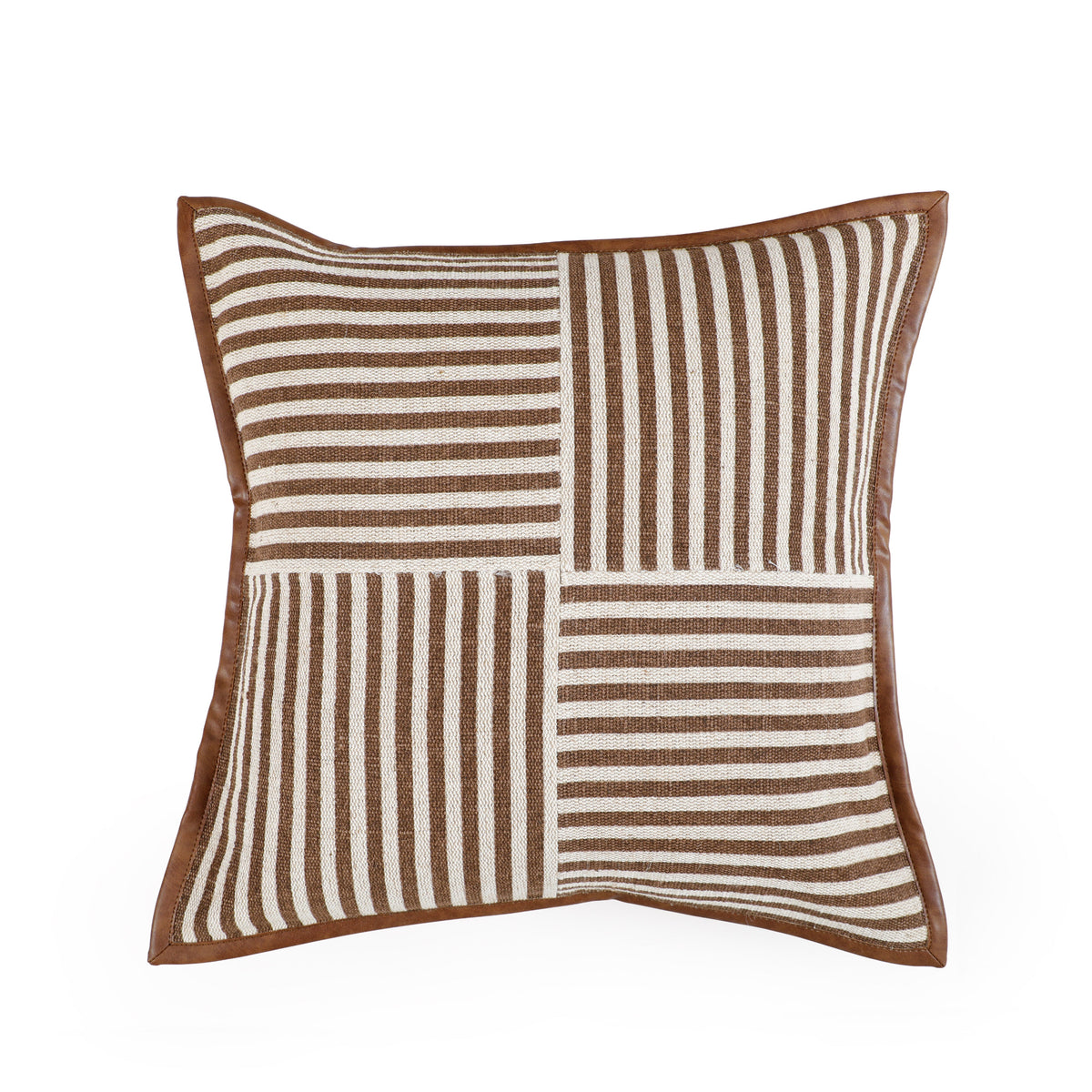 Kora 20" Cotton Jute Contract-Grade Throw Pillow - Brown / Pillow Cover Only