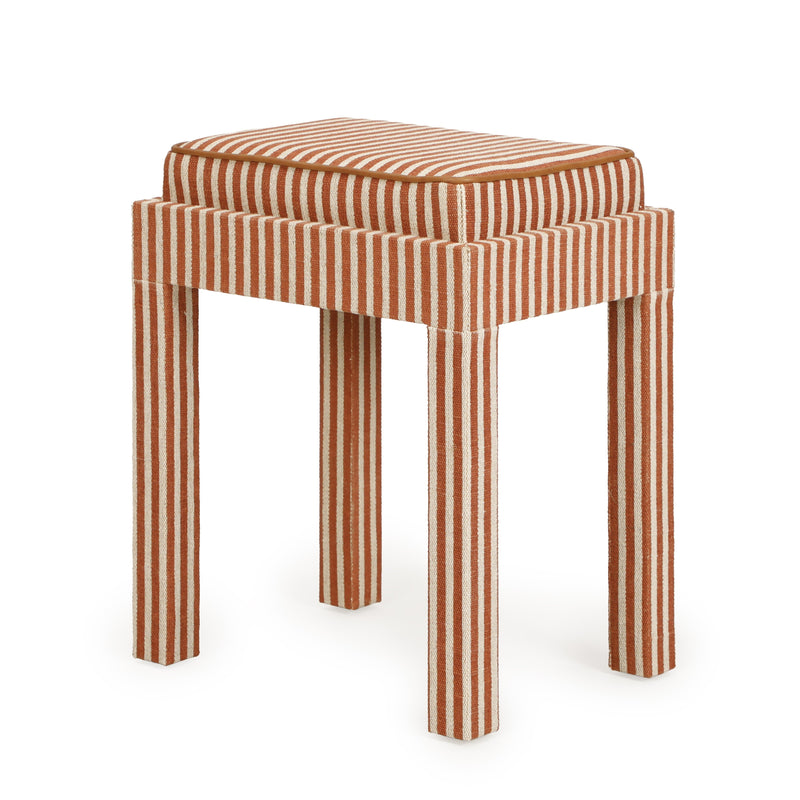 Kora Cotton Jute Contract-Grade Accent Stool - Terracotta